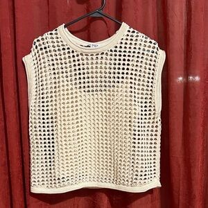 Steve Madden Cream Mesh Tank Top